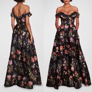 Floral Off-Shoulder Evening Gown